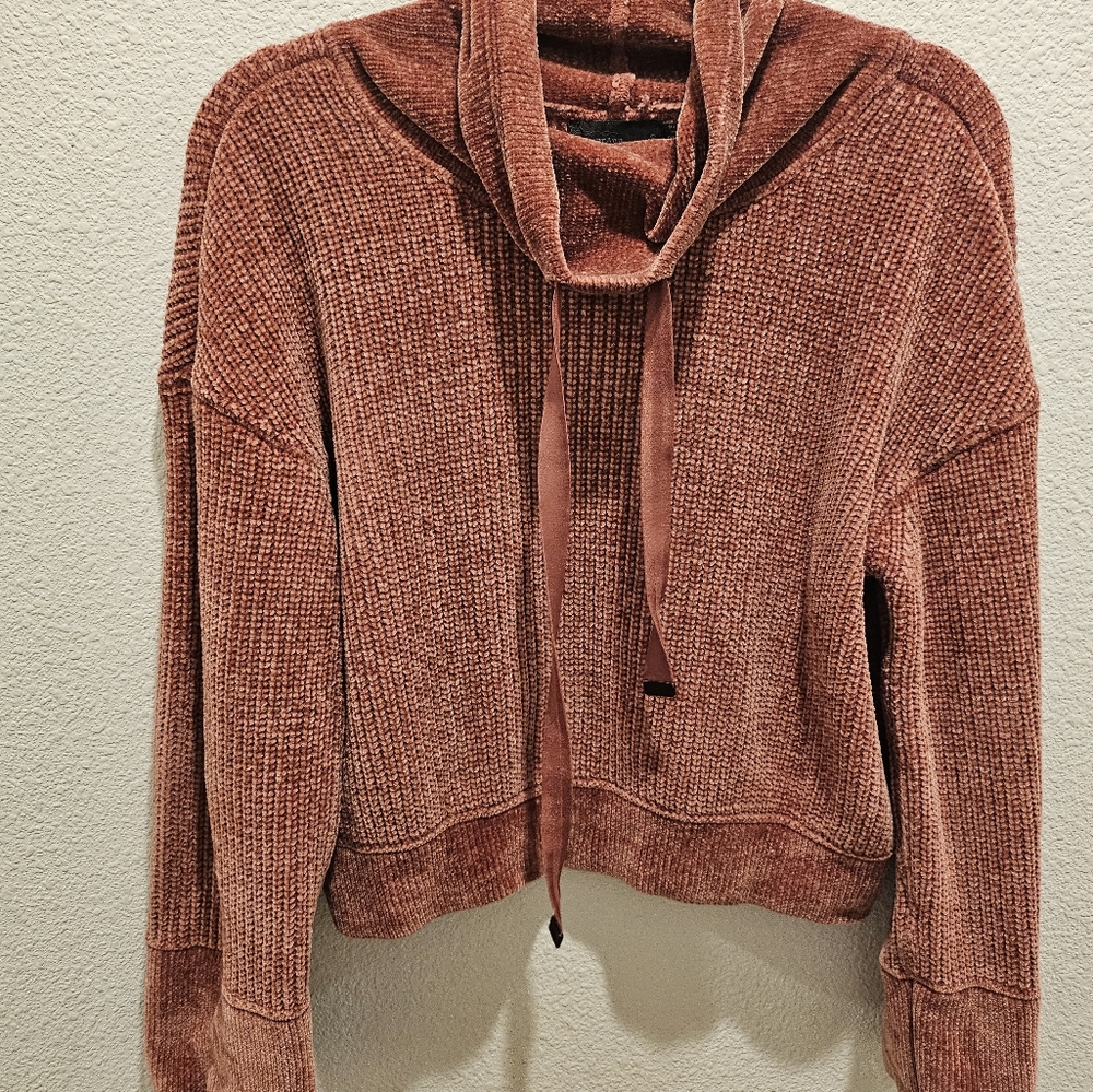 Prana Brown Cowl Neck Sweater with Chunky Knit Used Excellent Conditions